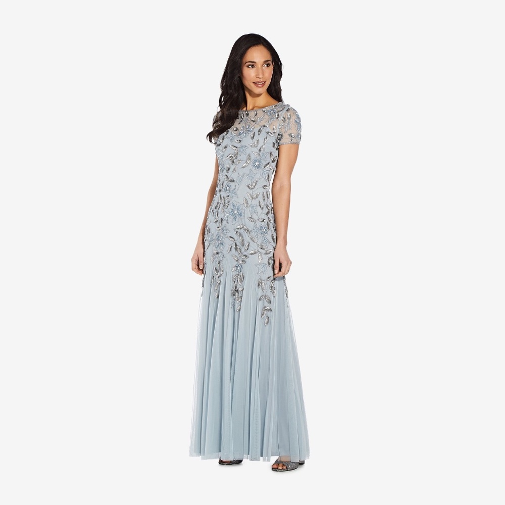 Adrianna Papell Blue Heather Gown Size 2